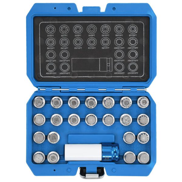 vidaXL 23dílná sada nářadí na bezpečnostní šrouby kol pro vozy VAG