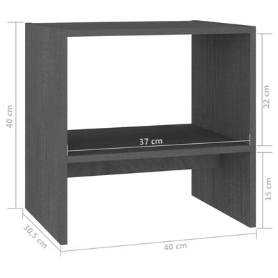 vidaXL Noční stolek šedý 40 x 30,5 x 40 cm masivní borové dřevo