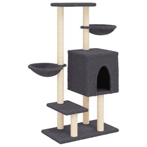 vidaXL &Scaron;krabadlo pro kočky se sisalov&yacute;mi sloupky tmavě &scaron;ed&eacute; 117 cm
