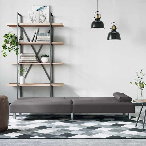 vidaXL Rozkl&aacute;dac&iacute; pohovka s drž&aacute;ky na n&aacute;poje &scaron;ed&aacute; uměl&aacute; kůže