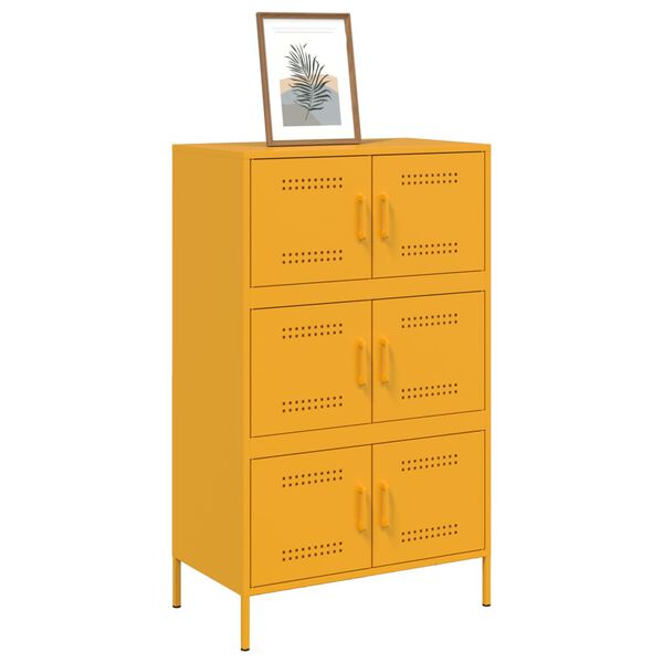 vidaXL Skř&iacute;ň highboard hořčicově žlut&aacute; 68 x 39 x 113 cm ocel