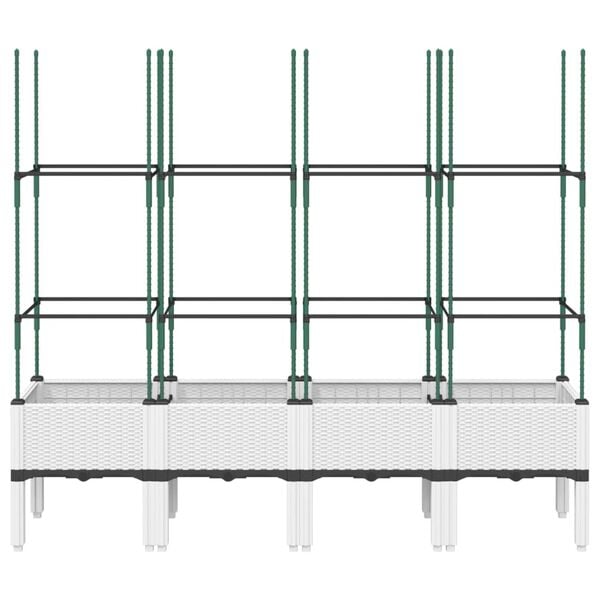 vidaXL Zahradn&iacute; truhl&iacute;k s trel&aacute;ž&iacute; b&iacute;l&yacute; 160 x 40 x 142,5 cm PP