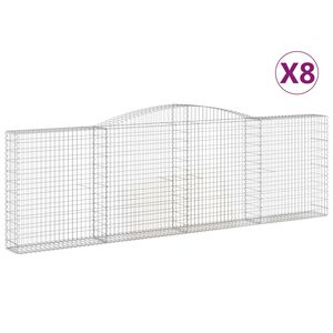 vidaXL Klenut&eacute; gabionov&eacute; ko&scaron;e 8 ks 400x30x120/140cm pozinkovan&eacute; železo