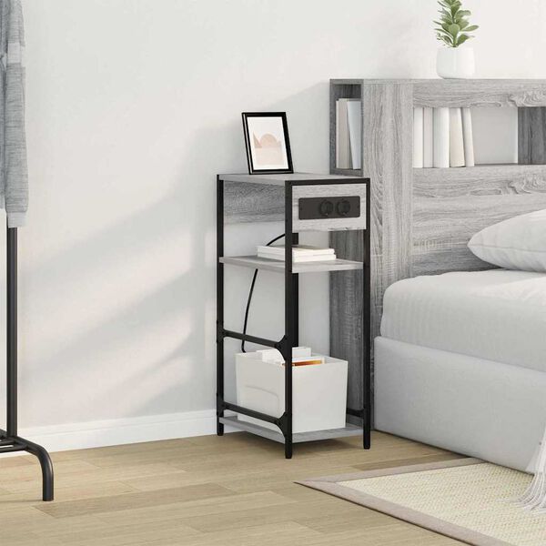 vidaXL Nočn&iacute; skř&iacute;ňka &Scaron;ed&aacute; Sonoma 40 x 27 x 76 cm kompozitn&iacute; dřevo