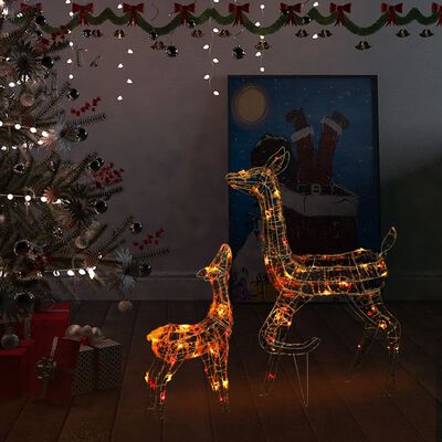 vidaXL Vánoční dekorace akrylová sobí rodinka 160 LED diod barevná