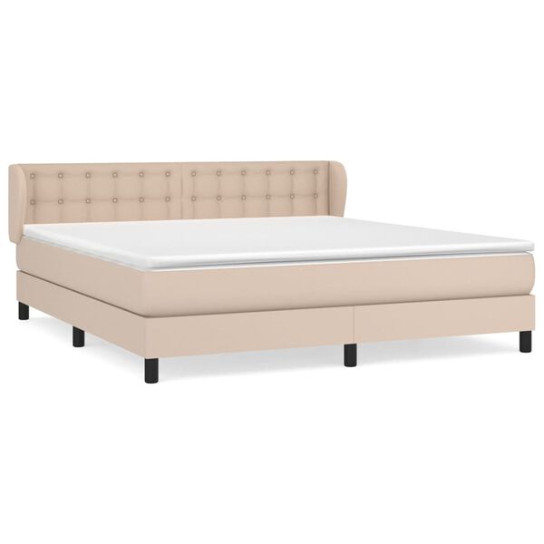 vidaXL Box spring postel s matrac&iacute; cappuccino 160x200 cm uměl&aacute; kůže