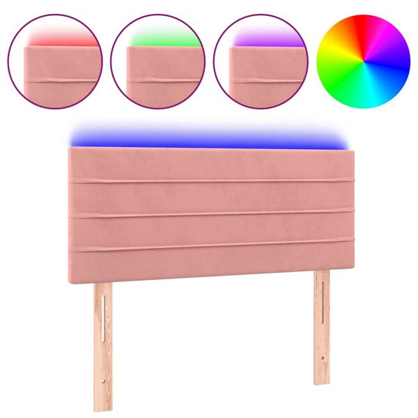 vidaXL Čelo postele s LED růžov&eacute; 90x5x78/88 cm samet
