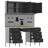 vidaXL Pracovn&iacute; skř&iacute;ň se z&aacute;suvkou 8 pcs Čern&aacute; Inžen&yacute;rsk&eacute; dřevo a ocel