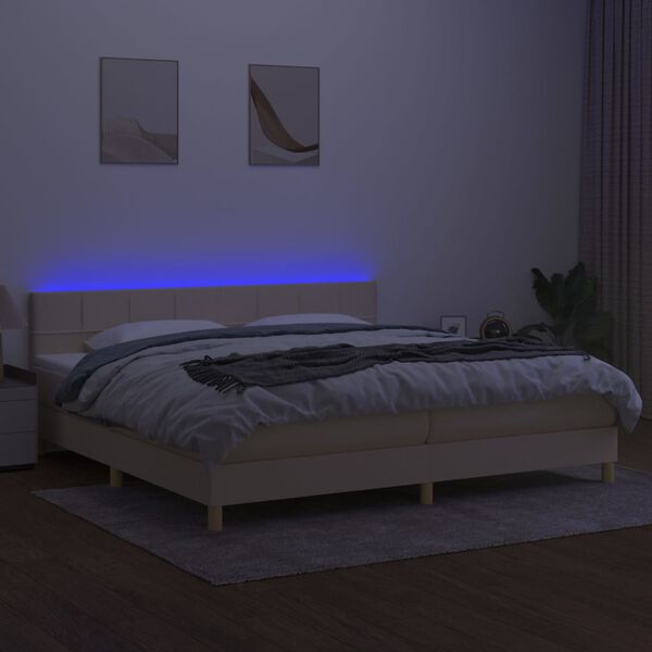 vidaXL Box spring postel s matrac&iacute; a LED kr&eacute;mov&aacute; 200x200 cm textil