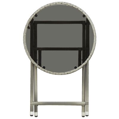 vidaXL Čajový stolek šedý 60 cm polyratan a tvrzené sklo