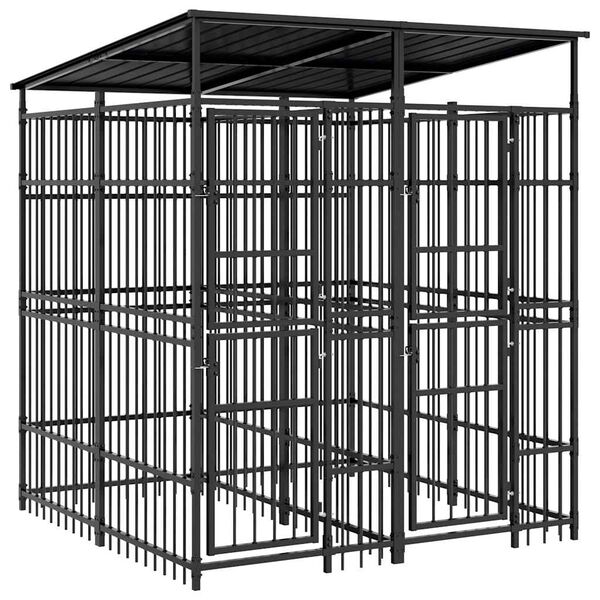 vidaXL Venkovn&iacute; ps&iacute; kotec se střechou ocel 3,69 m&sup2;