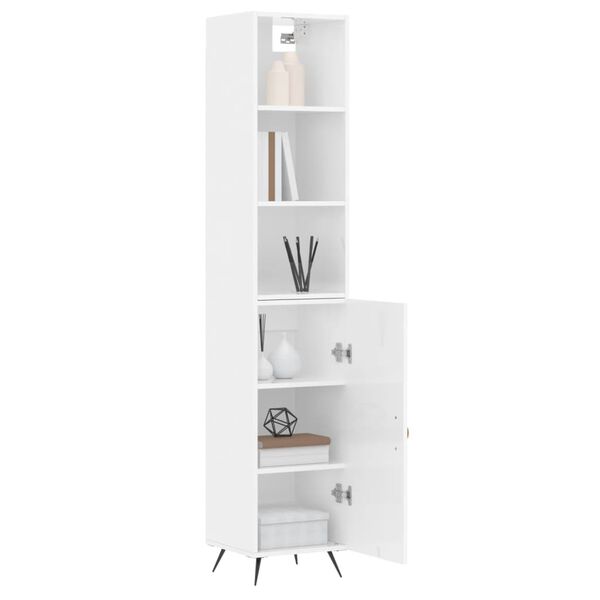 vidaXL Skř&iacute;ň highboard b&iacute;l&aacute; s vysok&yacute;m leskem 34,5x34x180 cm kompozit
