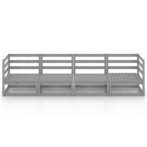 vidaXL 4m&iacute;stn&aacute; zahradn&iacute; pohovka &scaron;ed&aacute; masivn&iacute; borovice