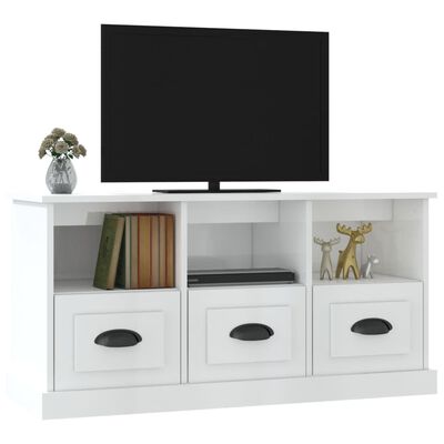 vidaXL TV skříňka bílá s vysokým leskem 100x35x50 cm kompozitní dřevo