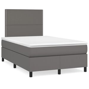 vidaXL Box spring postel s matrac&iacute; &scaron;ed&aacute; 120x200 cm uměl&aacute; kůže