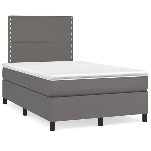 vidaXL Box spring postel s matrac&iacute; &scaron;ed&aacute; 120x200 cm uměl&aacute; kůže