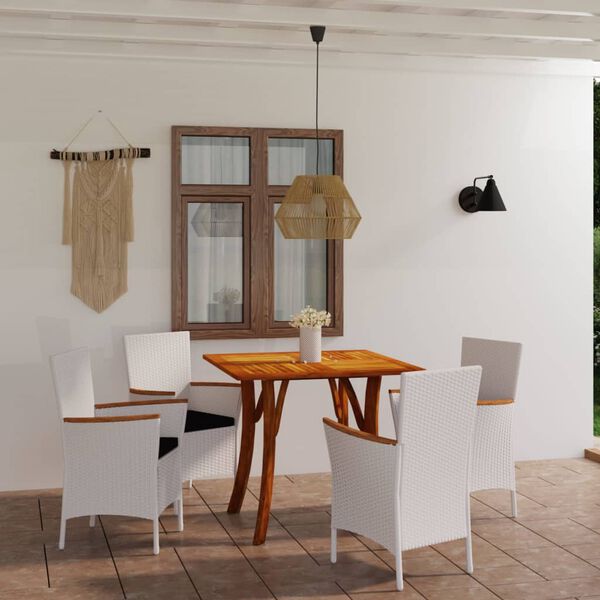 vidaXL 5d&iacute;ln&yacute; zahradn&iacute; j&iacute;deln&iacute; set b&iacute;l&yacute;