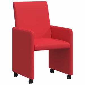 vidaXL J&iacute;deln&iacute; židle na kolečk&aacute;ch 2 ks Uměl&aacute; kůže Červen&aacute;