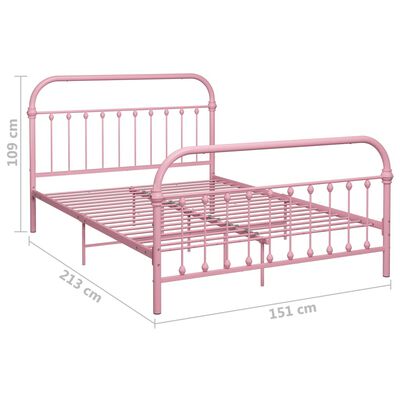 vidaXL Rám postele růžový kov 140 x 200 cm