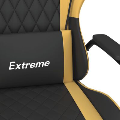 vidaXL Masážní herní židle černá a zlatá umělá kůže