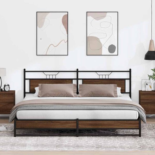 vidaXL Kovov&yacute; r&aacute;m postele bez matrace hněd&yacute; dub 193 x 201 cm