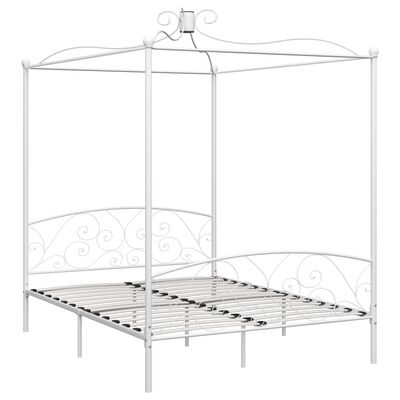 vidaXL Rám postele s nebesy bílý kovový 180 x 200 cm