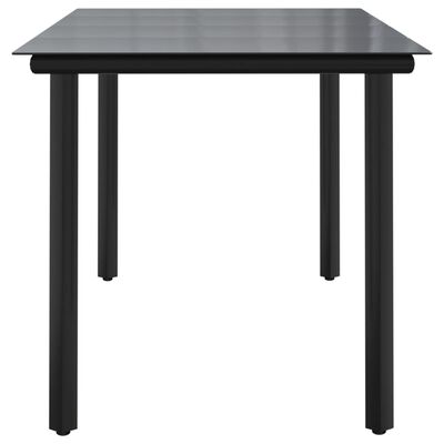 vidaXL Zahradní jídelní stůl černý 160x80x74 cm ocel a tvrzené sklo