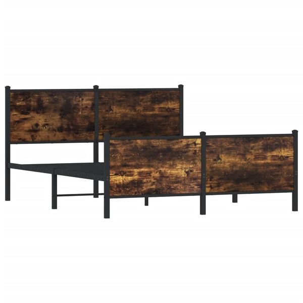 vidaXL Kovový rám postele bez matrace kouřový dub 137x190 cm