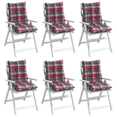 vidaXL Podušky na židli s nízkým opěradlem 6ks červené kárované oxford