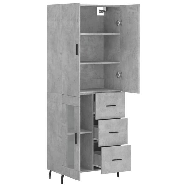 vidaXL Skř&iacute;ň highboard betonově &scaron;ed&aacute; 69,5x34x180 cm kompozitn&iacute; dřevo