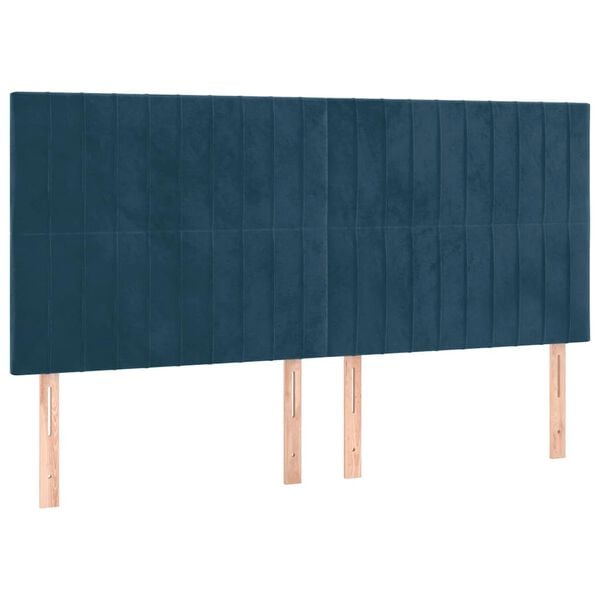 vidaXL Čelo postele tmavě modr&eacute; 200x5x118/128 cm sametov&eacute;