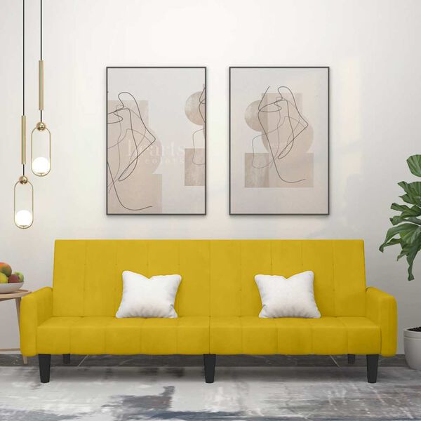 vidaXL 2m&iacute;stn&aacute; rozkl&aacute;dac&iacute; pohovka žlut&aacute; samet