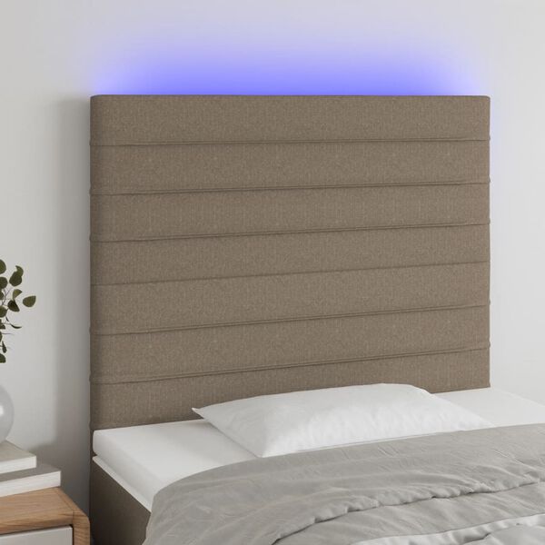 vidaXL Čelo postele s LED taupe 80x5x118/128 cm textil