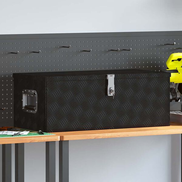 vidaXL Úložný box černý 80 x 39 x 30 cm hliník