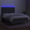 vidaXL Box spring postel s matrac&iacute; a LED tmavě &scaron;ed&aacute; 140x190 cm textil