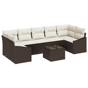 vidaXL Set pohovek Hněd&aacute; a kr&eacute;mov&aacute; 55 x 55 x 37 cm polyratan