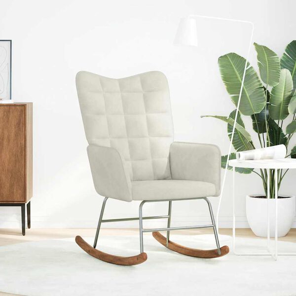 vidaXL Houpac&iacute; křeslo kr&eacute;mově samet