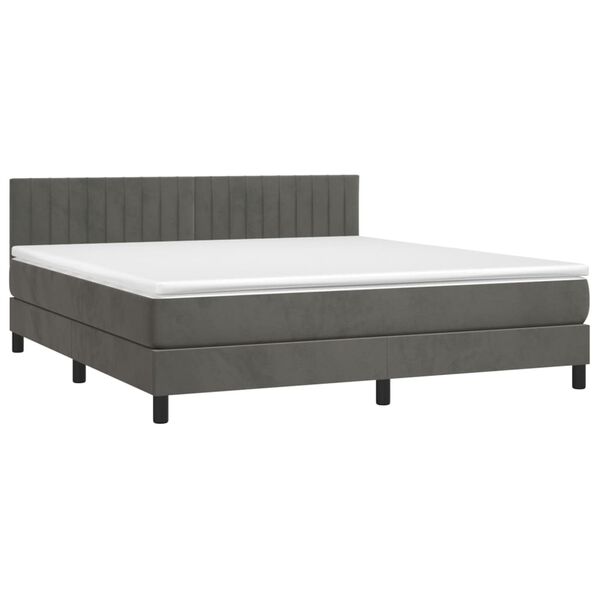 vidaXL Box spring postel s matrac&iacute; tmavě &scaron;ed&aacute; 160x200 cm samet