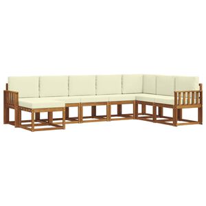 vidaXL Venkovn&iacute; pohovkov&aacute; souprava 8 pcs Přirozen&aacute; a Kr&eacute;mov&aacute;