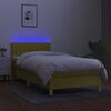 vidaXL Box spring postel s matrac&iacute; a LED zelen&aacute; 90x200 cm textil