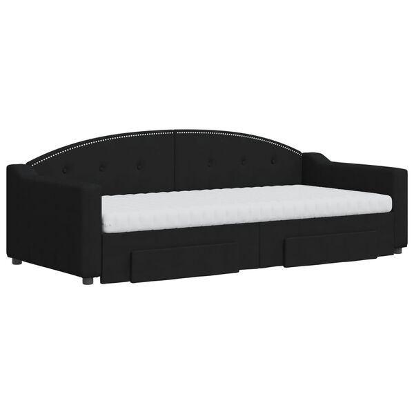 vidaXL V&aacute;lenda s přist&yacute;lkou a z&aacute;suvkami čern&aacute; 90 x 200 cm textil