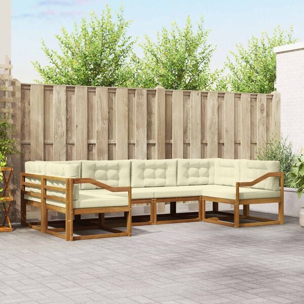 vidaXL Venkovn&iacute; pohovkov&aacute; souprava 6 pcs Přirozen&aacute; a Kr&eacute;mov&aacute;