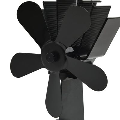 vidaXL Teplem poháněný ventilátor na kamna 5 lopatek černý