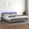 vidaXL Box spring postel s matrac&iacute; a LED tmavě &scaron;ed&aacute; 200x200 cm textil
