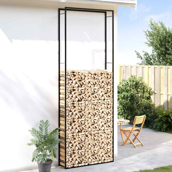 vidaXL Stojan na palivov&eacute; dřevo matn&yacute; čern&yacute;110x28x312 cm ocel