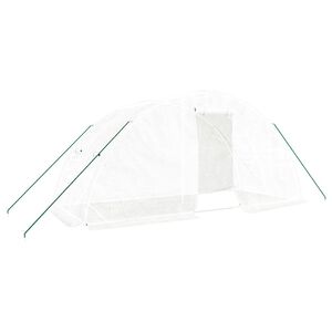 vidaXL Sklen&iacute;k s ocelov&yacute;m r&aacute;mem b&iacute;l&yacute; 10 m&sup2; 5 x 2 x 2,3 m