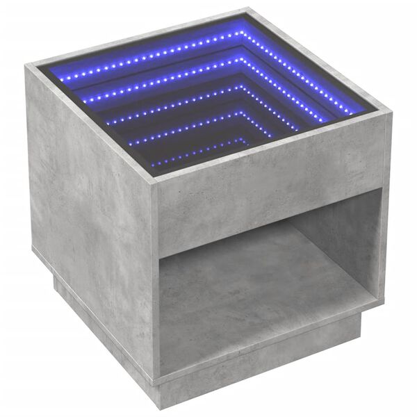 vidaXL Noční stolek s Infinity LED betonově šedý 50 x 50 x 50 cm
