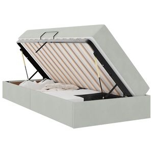 vidaXL Postel s &uacute;ložn&yacute;m prostorem a matrac&iacute; Světle &scaron;ed&aacute; 90 x 190 cm