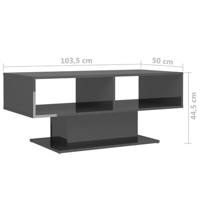 vidaXL Konferenční stolek šedý vysoký lesk 103,5x50x44,5cm dřevotříska
