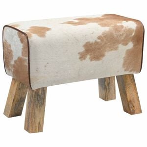 vidaXL lavice 60 x 30 x 45 cm Prav&aacute; kůže Hněd&aacute; a b&iacute;l&aacute;